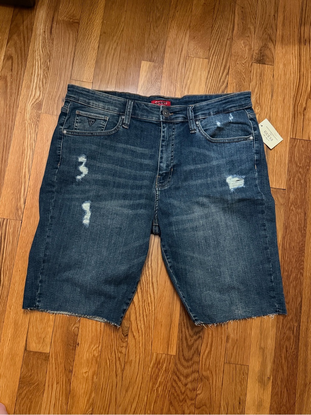 Guess Jeans Distressed Dark Wash Denim Bermuda Shorts size 36